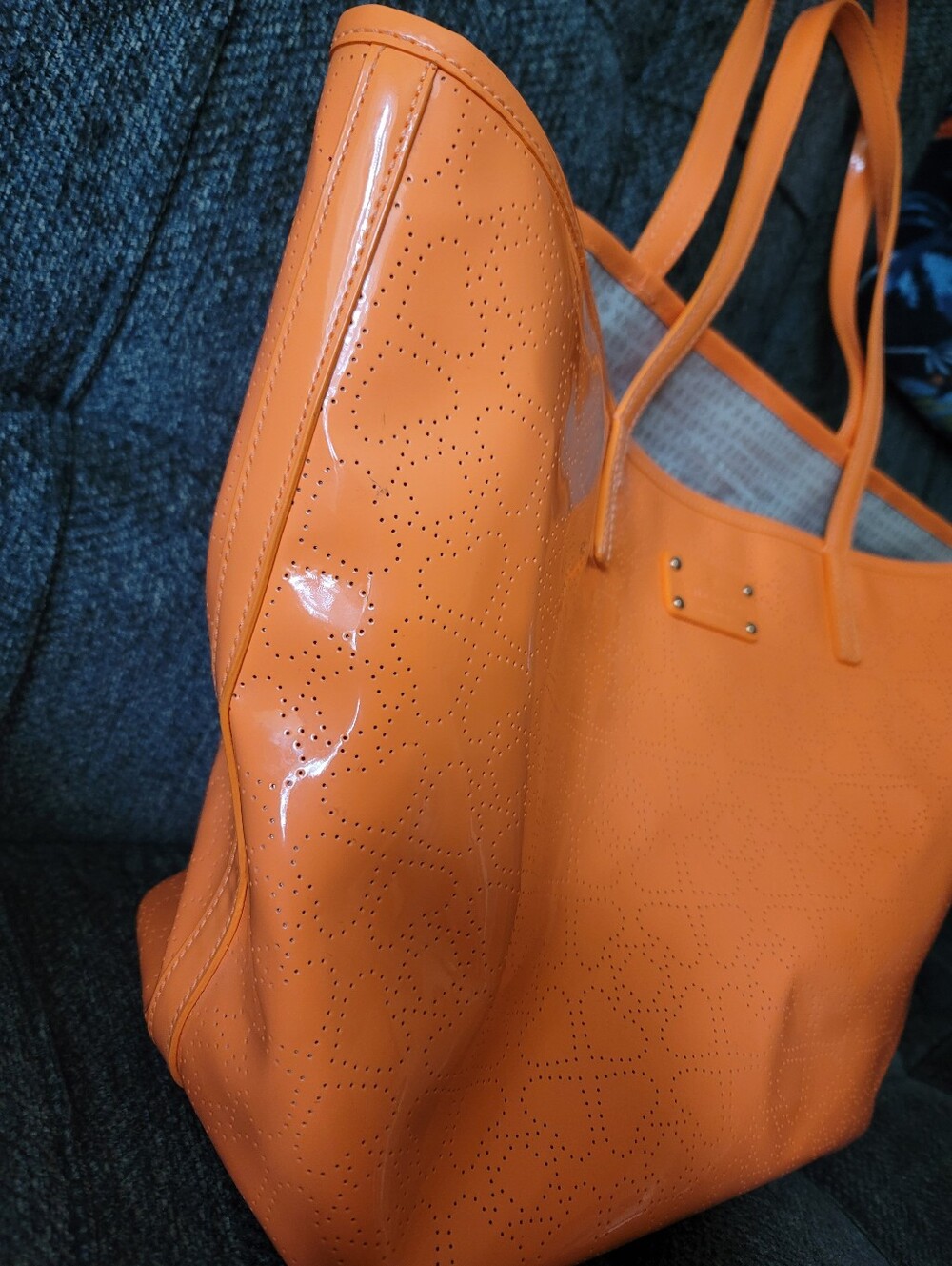 Kate Spade Perforated Spade Neon Orange Tote - Picture 13 of 15